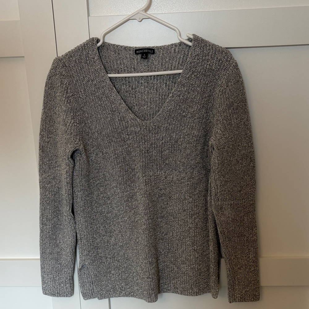 J. Crew Heather Gray V-Neck Sweater